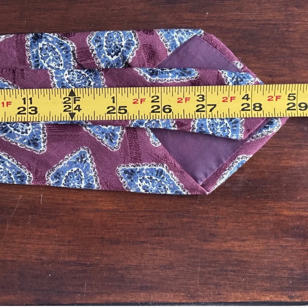 Gitman Bros for MUSA Men's Silk Neck Tie Maroon Blue Diamond Pattern USA Vintage